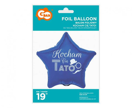 BALON FOLIOWY KOCHAM CIĘ TATO 19 CALI NIEBIESKI