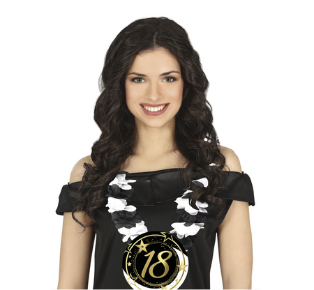 NASZYJNIK BOA CZARNO BIAŁY 18 LAT OSIEMNASTKA