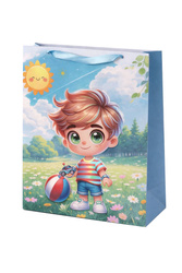 TORBA PREZENTOWA CHŁOPIEC Z SAMOCHODZIKIEM 40 X 31 X 12 CM 3D