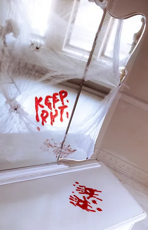 ŻELOWE NAKLEJKI NA OKNO CZERWONE ZAKRWAWIONE DŁONIE