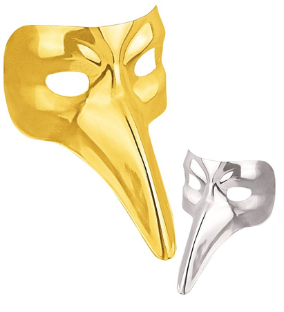 Pk 12 "VENETIAN MASK" plastic - gold & silver ass.