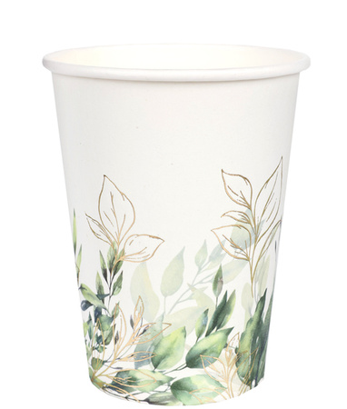 KUBECZKI PAPIEROWE KOMUNIA GAŁĄZKI ZIELONO-ZŁOTE 270 ML 10 SZT.