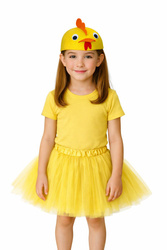 ZESTAW KURCZAK: SPÓDNICZKA ŻÓŁTA TUTU + CZAPKA FILCOWA KURCZAK