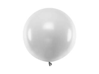 BALON LATEKSOWY METALICZNY 60 CM  1 SZT OKRĄGŁY METALLIC SILVER SNOW