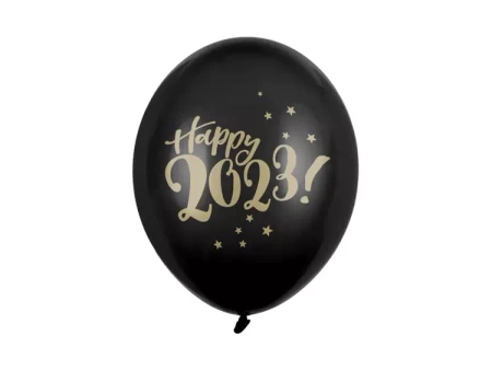 BALONY CZARNE HAPPY 2023! 30 CM 50 SZT