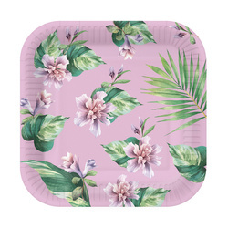 TALERZYKI KWADRATOWE EGZOTYCZNE KWIATY 23CM 10 SZT.