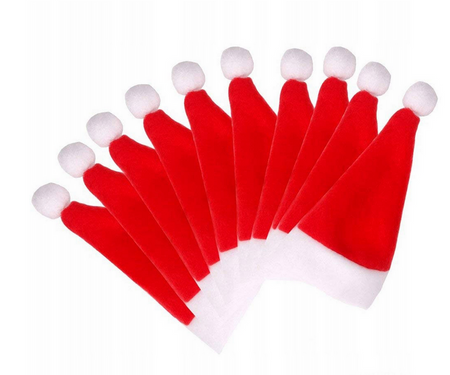 CZAPECZKI MIKOŁAJA NA BUTELKĘ 10 SZTUK