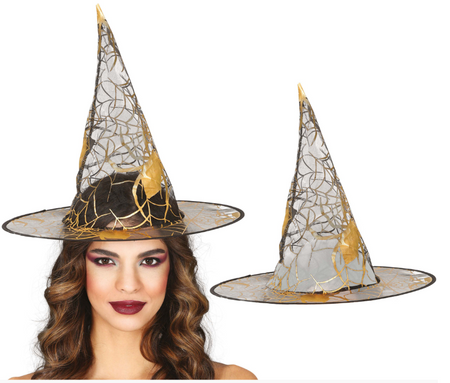 KAPELUSZ CZAROWNICY ZŁOTY PAJĘCZYNA