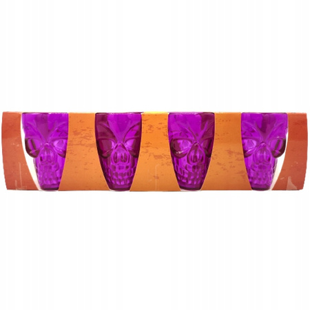 KIELISZKI CZASZKI FIOLETOWE 4 SZT 