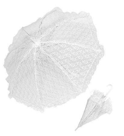 PARASOLKA KORONKOWA BIAŁA 83 CM
