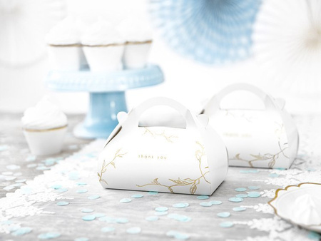 PUDEŁKA NA CIASTO BIAŁE W GAŁĄZKI ZŁOTE