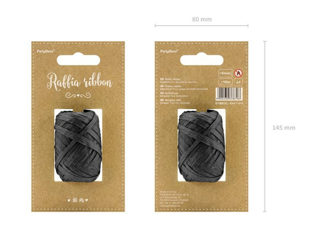 Wstążka rafia, 5mm/10m, czarny (1 karton / 80 szt.)