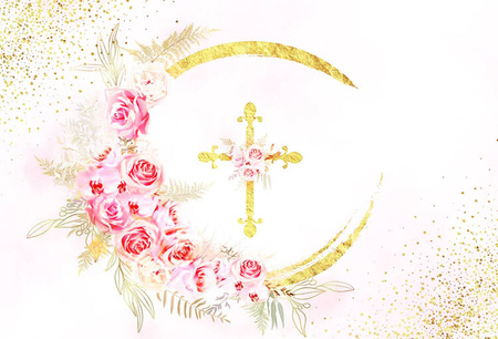 OBRUS KOMUNIA RÓŻ 148 X 100 cm