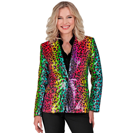 DAMSKA MARYNARKA CEKINOWA PANTERKA KOLOROWA 