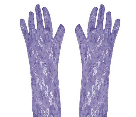 RĘKAWICZKI KORONKOWE JASNY FIOLET 40 CM