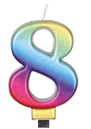 ŚWIECZKA URODZINOWA 8 WIELOKOLOROWA