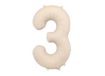 BALON FOLIOWY 3 CYFRA 86 CM JASNY BEŻ