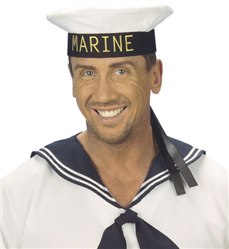 CZAPKA MARIN BIAŁA Z CZARNĄ WSTĄŻKĄ