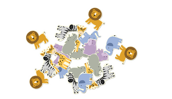 KONFETTI URODZINOWE SAFARI ZWIERZĘTA 54 SZT.