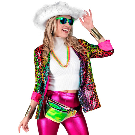 DAMSKA MARYNARKA CEKINOWA PANTERKA KOLOROWA 