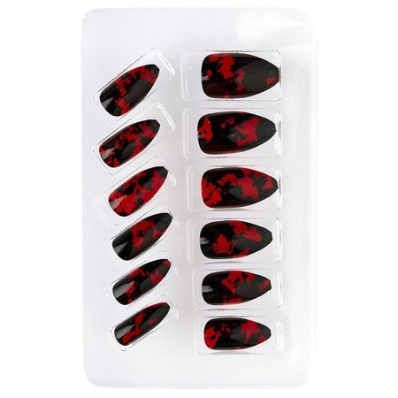 ZESTAW PAZNOKCI CZERWONO CZARNYCH HALLOWEEN