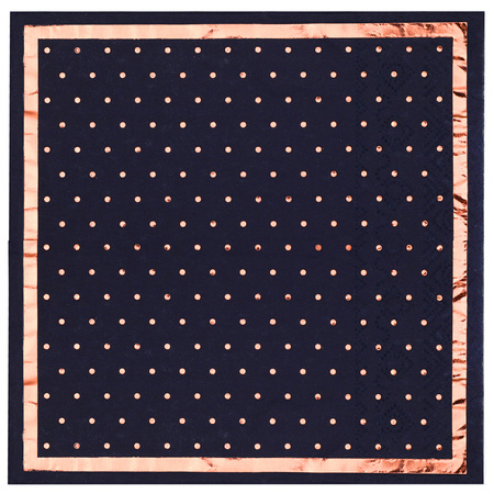 SERWETKI PAPIEROWE RÓŻOWO-ZŁOTE KROPKI GRANATOWE 33X33 CM 20 SZT