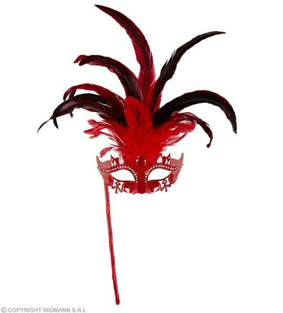 MASKA Z PIÓRAMI CZERWONA