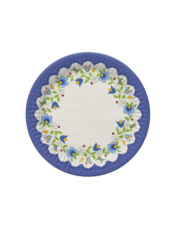 TALERZYKI PAPIEROWE HAFT KASZUBSKI 18 CM 8 SZT.