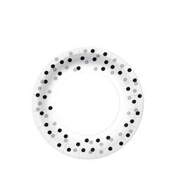 TALERZYKI PAPIEROWE CONFETTI SREBRNE 18CM 10 SZT.