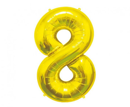 BALON FOLIOWY CYFRA 8 ZŁOTA 85 CM