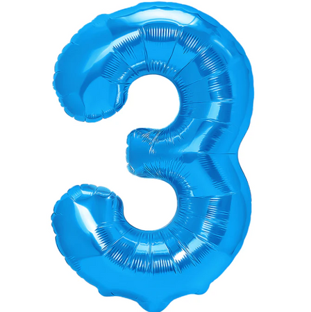 BALON FOLIOWY CYFRA 3 CIEMNONIEBIESKI 100 CM