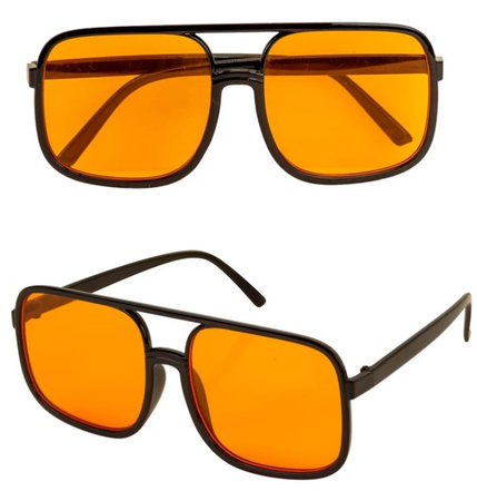 CZARNE OKULARY POMARAŃCZOWE SOCZEWKI HIP HOP LATA 90