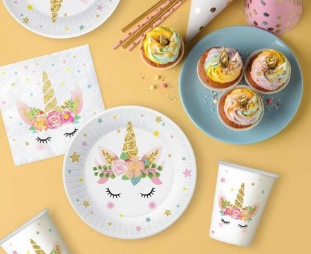 TALERZYKI PAPIEROWE JEDNOROŻEC 18 CM 6 SZT.