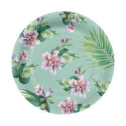 TALERZYKI PAPIEROWE 23CM EGZOTYCZNE KWIATY 10 SZT.