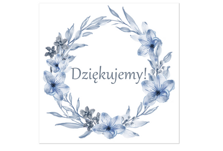 NAKLEJKA NA PUDEŁKO Z KOPERTAMI NIEBIESKIE KWIATY