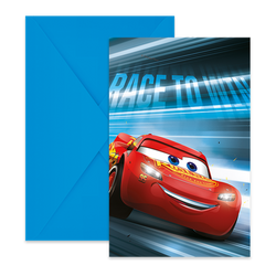 ZAPROSZENIA URODZINOWE CARS 6 SZT AUTA DISNEY