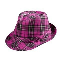 KAPELUSZ W KRATKĘ FEDORA RÓŻOWY