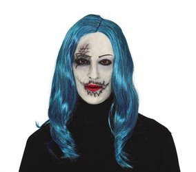 MASKA LALKA Z NIEBIESKIMI WŁOSAMI