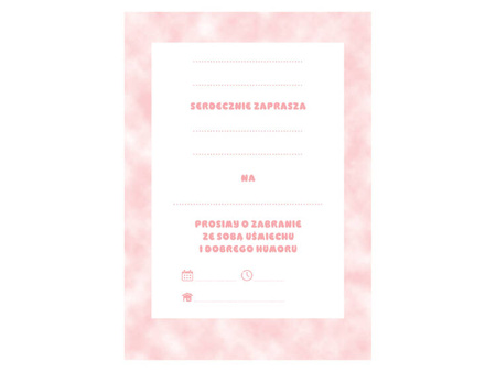 ZAPROSZENIA RÓŻOWE MISIE Z BALONIKAMI 6 SZT