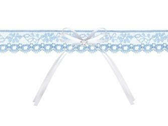 PODWIĄZKA KORONKOWA Z KOKARDKĄ BŁĘKITNA