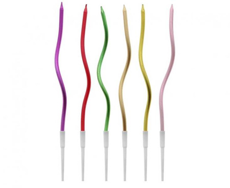 ŚWIECZKI ŚWIDERKI METALICZNE KOLOROWE 16,5 CM 6 SZT