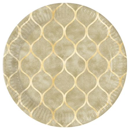 ZESTAW TALERZYKI+KUBECZKI GEOMETRYCZNE ZŁOTE