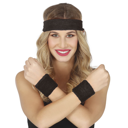 ZESTAW 2 CZARNYCH OPASEK NA RĘKĘ I OPASKA NA GŁOWĘ