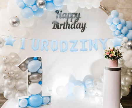 GIRLANDA PAPIEROWA 1 URODZINY NIEBIESKA 1,5 M.