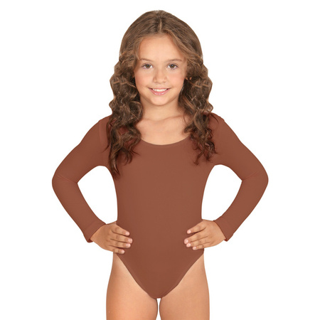 BODY DZIECIĘCE DŁUGI RĘKAW BRĄZOWE BLUZKA TANCERKA