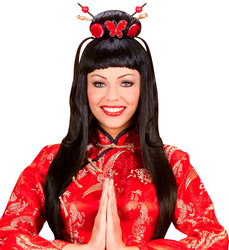 PERUKA GEJSZY Z GRZYWKĄ CZARNA