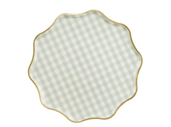 TALERZYKI PAPIEROWE KRATKA ZIELONA 23 CM 6 SZT