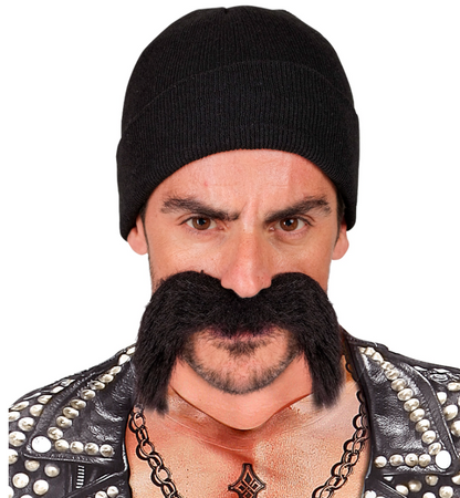 ZESTAW WIĘŹNIA MOTOCYKLISTY ROCKOWY CZAPKA WĄSY