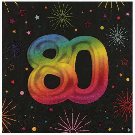 SERWETKI PAPIEROWE FIESTA 80 URODZINY 33X33 CM 12 SZT