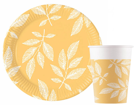 ZESTAW GAŁĄZKI POMARAŃCZOWE TALERZYKI+SERWETKI